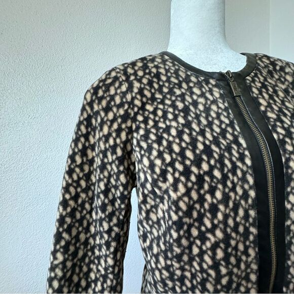 Bob Mackie Fleece Zip Up Jacket Pockets Brown Black Wearable Art - Picture 5 of 13